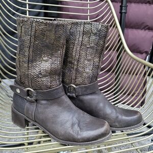 Stuart Weitzman Women's Brown Leather Biker Boots